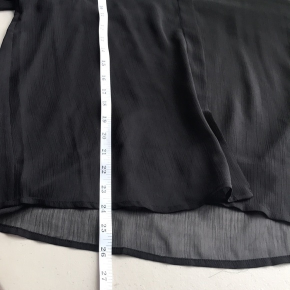 𝅺TOPSHOP black sheer long sleeve sequin collar shirt blouse sz 8 - Picture 9 of 11